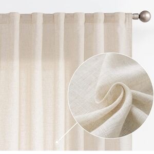 Jinchan linen blend farmhouse drapes rod pocket back tab 2 panels 50×84"